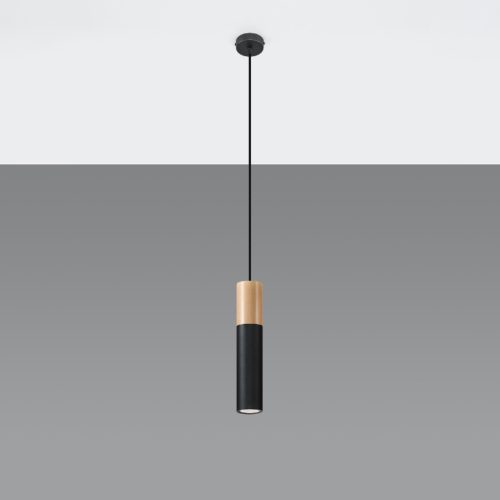 PABLO GU10 túlnyúló skandináv fekete és fa mennyezeti lámpa SOLLUX