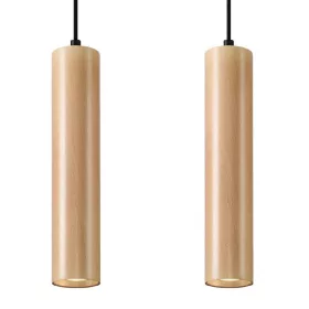   LED függesztett mennyezeti lámpa LINO 2xGU10 Natural Wood SOLLUX