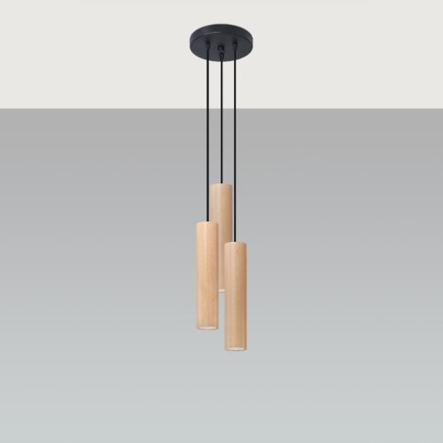 LED függesztett mennyezeti lámpa LINO 3P 3xGU10 Natural Wood SOLLUX