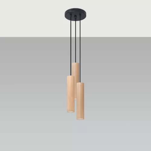 LED függesztett mennyezeti lámpa LINO 3P 3xGU10 Natural Wood SOLLUX
