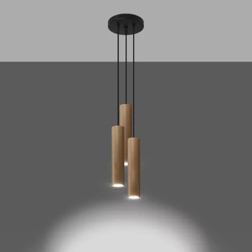 LED függesztett mennyezeti lámpa LINO 3P 3xGU10 Natural Wood SOLLUX