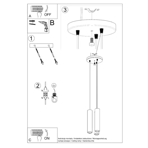 LED függesztett mennyezeti lámpa LINO 3P 3xGU10 Natural Wood SOLLUX