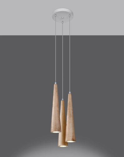 LED függő mennyezeti lámpa SULA 3P 3xGU10 Natural Wood SOLLUX