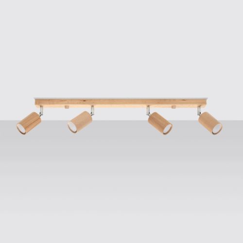 BERG mennyezeti lámpa 4xGU10 reflektoros mozgatható halogén lámpatest 80cm natúr fa SOLLUX