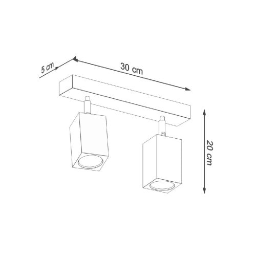 KEKE mennyezeti lámpa 2xGU10 reflektoros halogén lámpatest 30cm tölgy SOLLUX