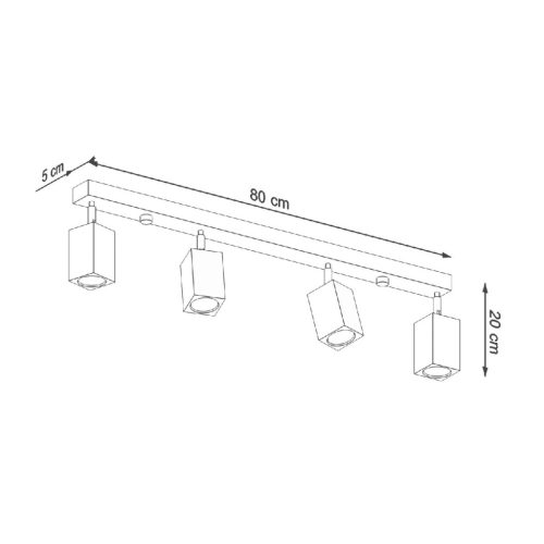 KEKE mennyezeti lámpa 4xGU10 spotlámpa halogén lámpatest 80cm tölgy SOLLUX
