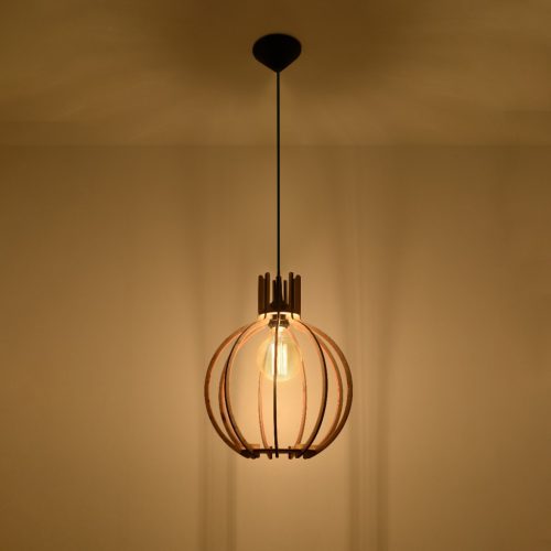 Arancia E27 LED függő mennyezeti lámpa Natúr fa SOLLUX