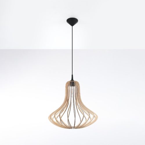 LED-es mennyezeti függőlámpa ELZA E27 Natural Wood SOLLUX