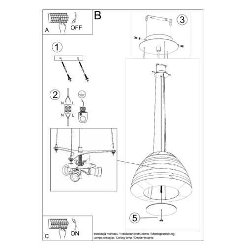 LED függő mennyezeti lámpa BELLA 3xE27 csillár 60cm fehér SOLLUX