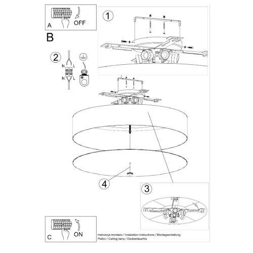 SKALA LED mennyezeti lámpa 6xE27 kerek lámpatest 80cm fekete SOLLUX