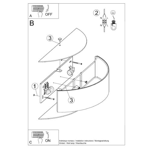 LED fali lámpa SKALA 2xE27 félkör alakú fali lámpa fekete SOLLUX