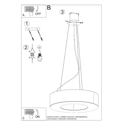LED függő mennyezeti lámpa SATURNO SLIM 5xE27 csillár 50cm fehér SOLLUX