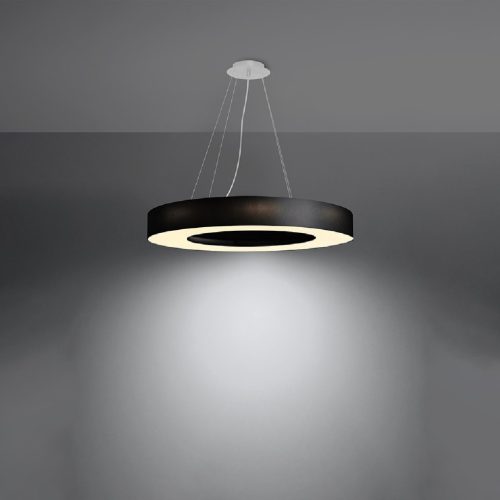 LED függő mennyezeti lámpa SATURNO SLIM 6xE27 csillár 70cm fekete SOLLUX
