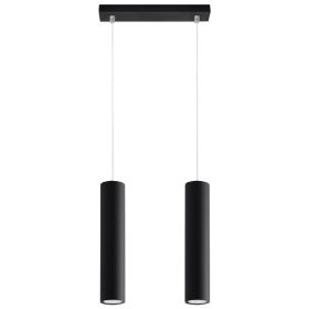   LAGOS 2 Függesztett mennyezeti lámpa 2xGU10 Minimalista Fekete SOLLUX
