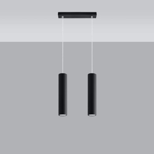 LAGOS 2 Függesztett mennyezeti lámpa 2xGU10 Minimalista Fekete SOLLUX