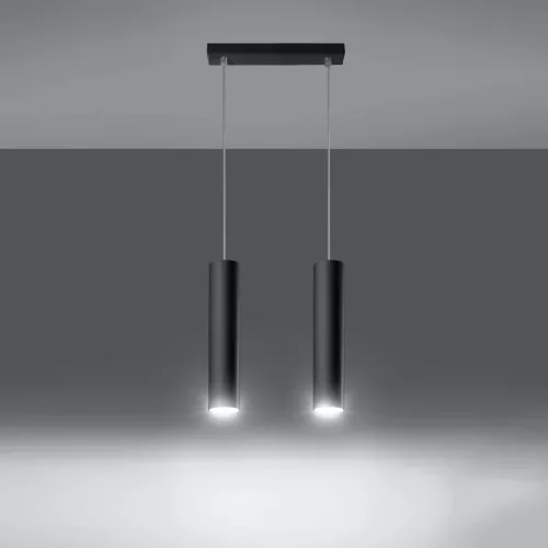 LAGOS 2 Függesztett mennyezeti lámpa 2xGU10 Minimalista Fekete SOLLUX
