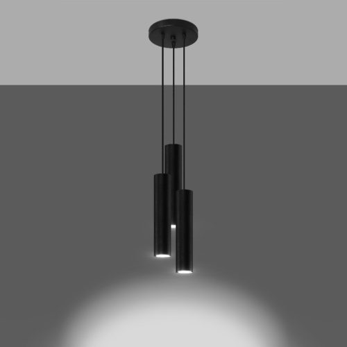 LED-es mennyezeti függőlámpa LAGOS 3P 3xGU10 Fekete SOLLUX