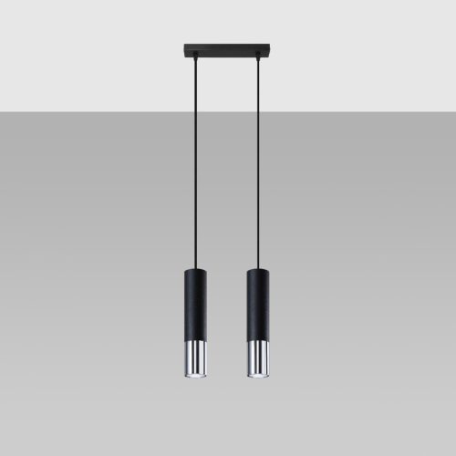 LOOPEZ 2xGU10 Fekete króm LED mennyezeti lámpa SOLLUX