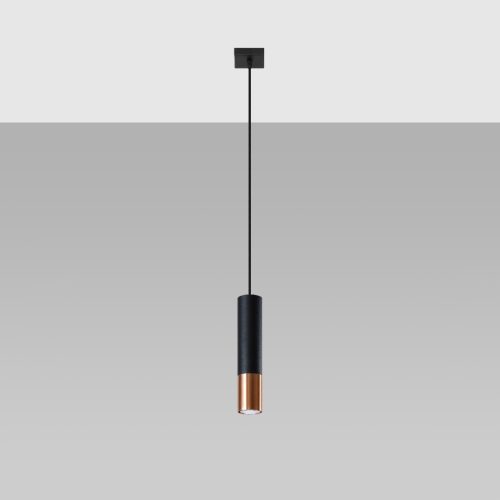 LOOPEZ 1 GU10 függő mennyezeti lámpa túlnyúló elegáns fekete és réz SOLLUX