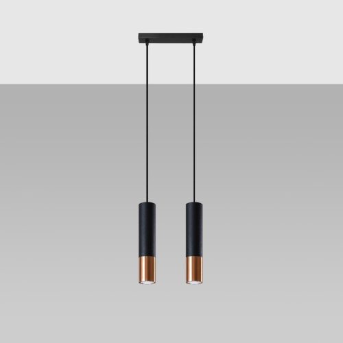 LOOPEZ 2xGU10 fekete réz LED mennyezeti lámpa SOLLUX