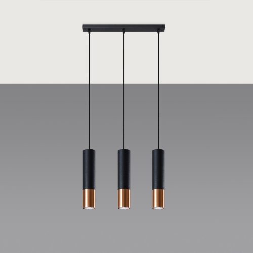 LOOPEZ 3L 3xGU10 függesztett mennyezeti lámpa elegáns fekete és réz SOLLUX