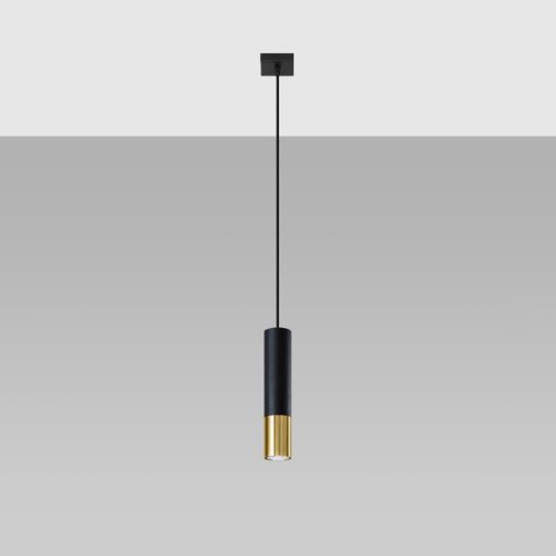 LOOPEZ 1 GU10 függő mennyezeti lámpa túlnyúló elegáns fekete és arany SOLLUX