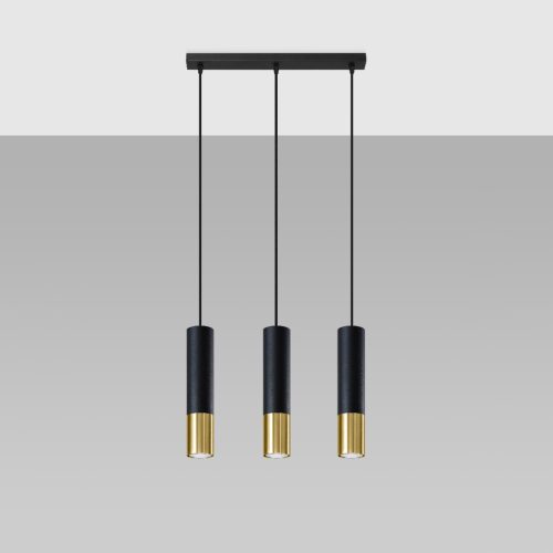 LOOPEZ 3L 3xGU10 függesztett mennyezeti lámpa elegáns fekete és arany SOLLUX