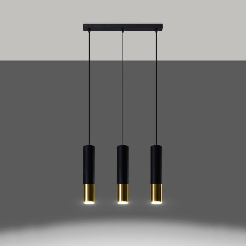 LOOPEZ 3L 3xGU10 függesztett mennyezeti lámpa elegáns fekete és arany SOLLUX