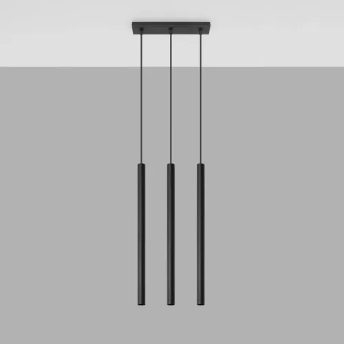 PASTELO 3 függesztett mennyezeti lámpa 3xG9 túlnyúló minimalista fekete SOLLUX