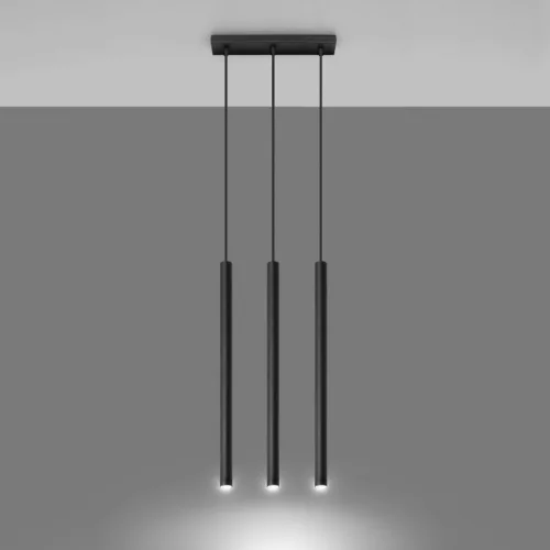 PASTELO 3 függesztett mennyezeti lámpa 3xG9 túlnyúló minimalista fekete SOLLUX