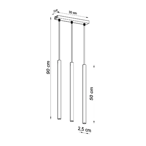 PASTELO 3 függesztett mennyezeti lámpa 3xG9 túlnyúló minimalista fekete SOLLUX