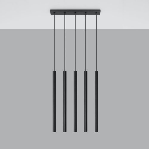 PASTELO 5 függesztett mennyezeti lámpa 5xG9 túlnyúló minimalista fekete SOLLUX