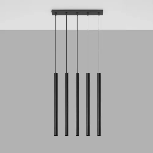 PASTELO 5 függesztett mennyezeti lámpa 5xG9 túlnyúló minimalista fekete SOLLUX
