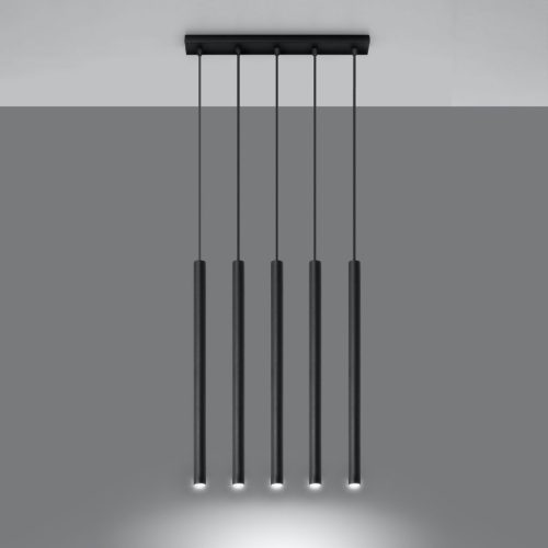 PASTELO 5 függesztett mennyezeti lámpa 5xG9 túlnyúló minimalista fekete SOLLUX