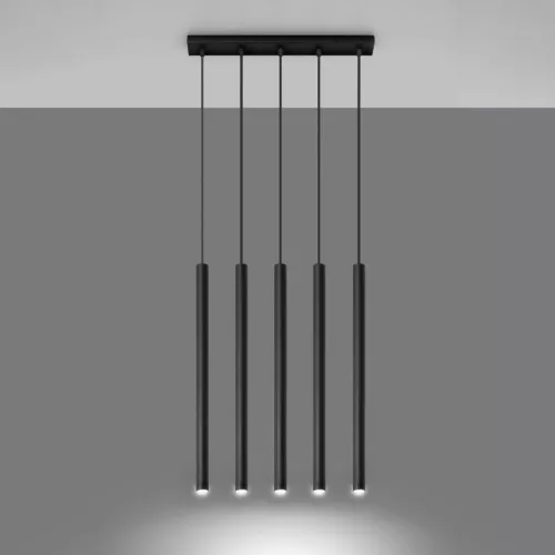 PASTELO 5 függesztett mennyezeti lámpa 5xG9 túlnyúló minimalista fekete SOLLUX