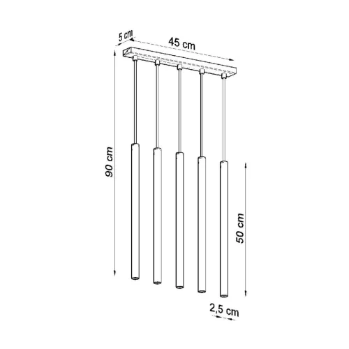 PASTELO 5 függesztett mennyezeti lámpa 5xG9 túlnyúló minimalista fekete SOLLUX