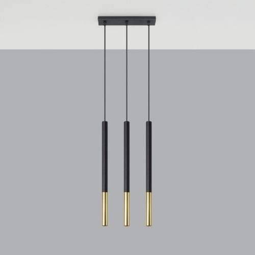 MOZAICA 3L függesztett mennyezeti lámpa 3xG9 túlnyúló elegáns fekete és arany SOLLUX