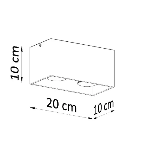 Felületre szerelt lampatest QUAD MAXI 2xGU10 négyszögletes, minimalista fehér SOLLUX