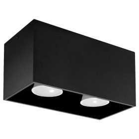   Felületre szerelt lampatest QUAD MAXI 2xGU10 négyszögletes, minimalista fekete SOLLUX