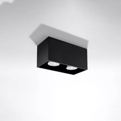 Felületre szerelt lampatest QUAD MAXI 2xGU10 négyszögletes, minimalista fekete SOLLUX