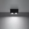 Felületre szerelt lampatest QUAD MAXI 2xGU10 négyszögletes, minimalista fekete SOLLUX