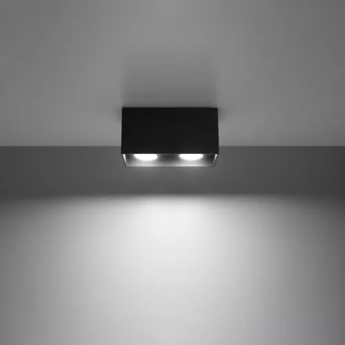 Felületre szerelt lampatest QUAD MAXI 2xGU10 négyszögletes, minimalista fekete SOLLUX