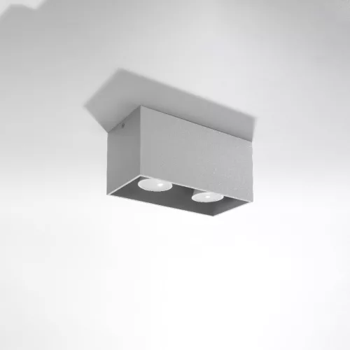 Felületre szerelhető lámpatest QUAD MAXI 2xGU10 négyszögletes, minimalista szürke SOLLUX