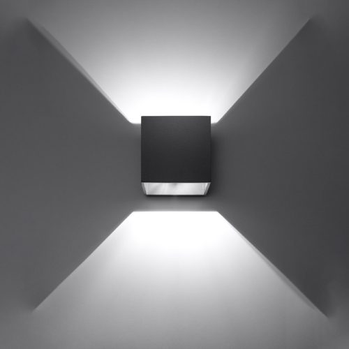 QUAD 1 G9 fali lámpa fel-le kocka minimalista fekete SOLLUX