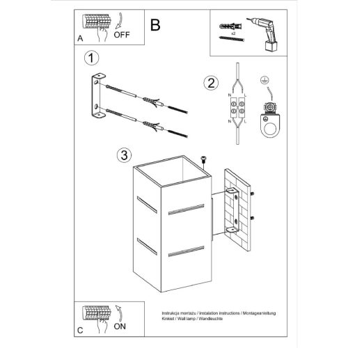BLOCCO G9 LED fali lámpa felfelé lefelé négyszögletes fehér SOLLUX