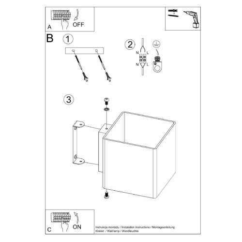 RICO G9 fali lámpa kocka fel-le minimalista fehér SOLLUX
