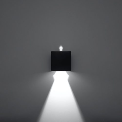 Felületre szerelhető kültéri lámpatest LUCA LED 6W 3000K IP54 felső fali lámpa kocka fekete SOLLUX