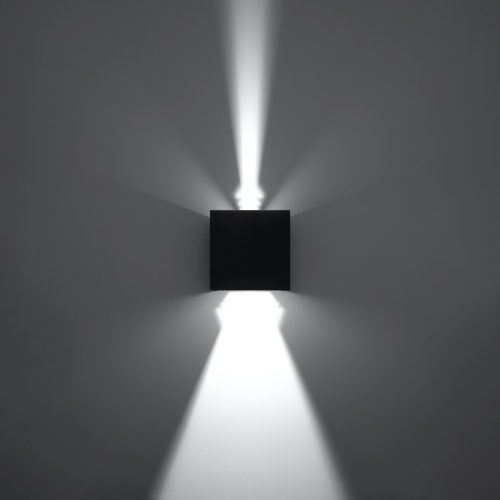 Felületre szerelhető kültéri lámpatest LUCA LED 6W 3000K IP54 felső fali lámpa kocka fekete SOLLUX