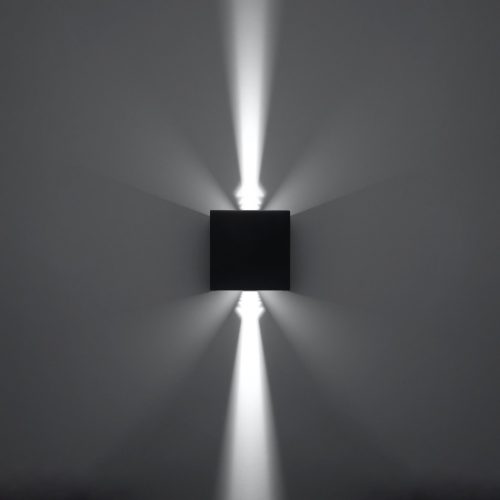 Felületre szerelhető kültéri lámpatest LUCA LED 6W 3000K IP54 felső fali lámpa kocka fekete SOLLUX