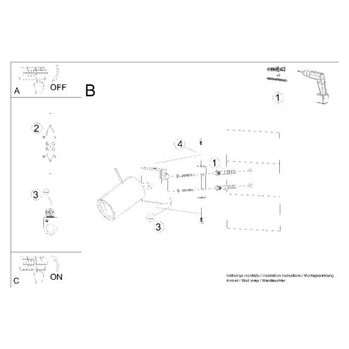RING GU10 LED fali lámpa, mozgatható fali lámpa kapcsolóval, fehér SOLLUX